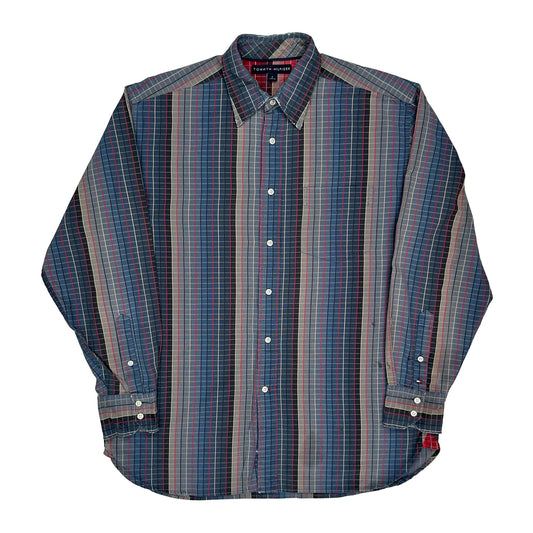 Vintage Tommy Hilfiger Checked Shirt - Medium Blue Cotton