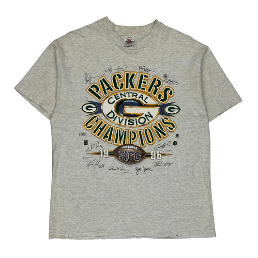 Made In USA Single Stitch Green Bay Packers 1996 All American Wear Nfl T-Shirt - XL Grey Cotton