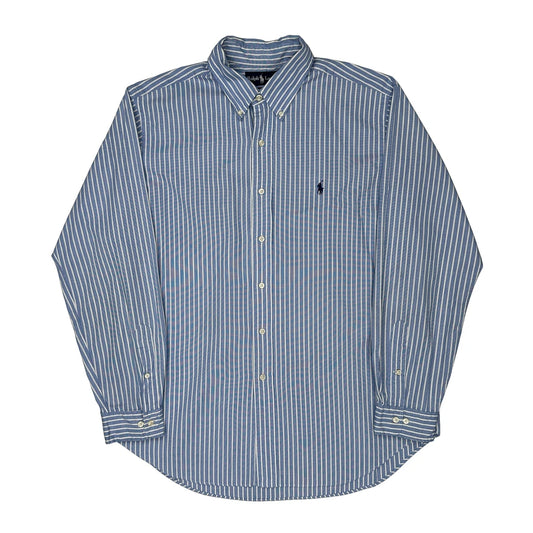 Classic Fit Ralph Lauren Striped Shirt - Large Blue Cotton