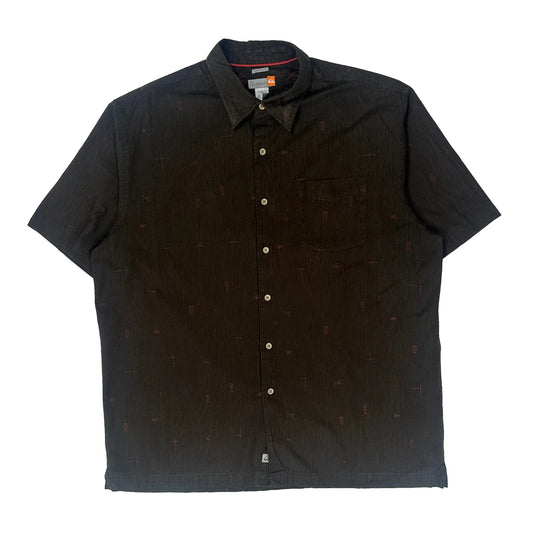Quiksilver Short Sleeve Shirt - XL Brown Cotton
