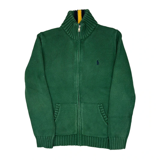 Age 7-8 Polo By Ralph Lauren Zip Up - Small Green Knitted