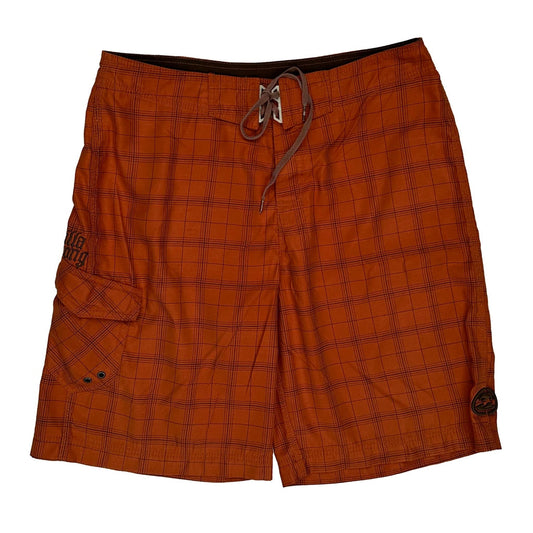 Vintage Billabong Checked Shorts - 36W 9L Orange Polyester