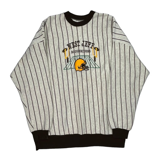 Made In USA West Jeff Roughriders Pioneer Sports Striped Sweatshirt - 2XL Black Cotton