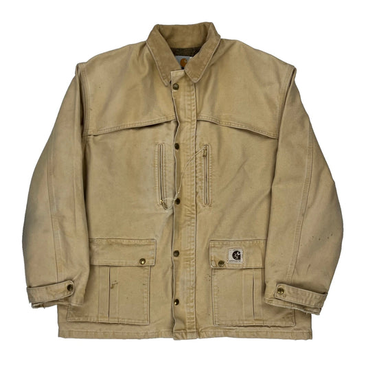 Made In Usa Carhartt Jacket - Large Beige Cotton