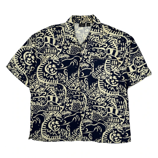 Guess Hawaiian Shirt - XL Black Viscose