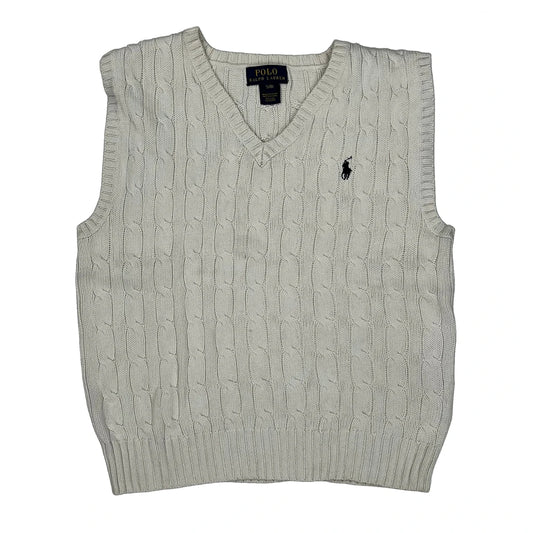 Age 8 Polo By Ralph Lauren Sweater Vest - Small Cream Cotton