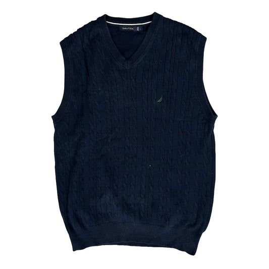 Nautica Sweater Vest - Large Navy Cotton