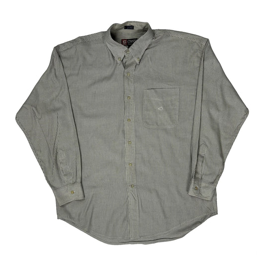 Vintage Chaps Ralph Lauren Striped Shirt - Large White Polyester Blend
