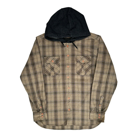Vintage Quiksilver Checked Flannel Shirt - XL Beige Cotton