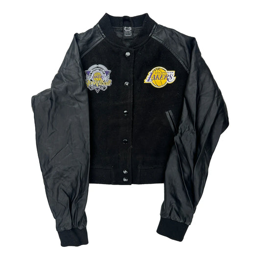 Age 10 Los Angeles Lakers Ultra Game Cropped Varsity Jacket - Large Black Polyester