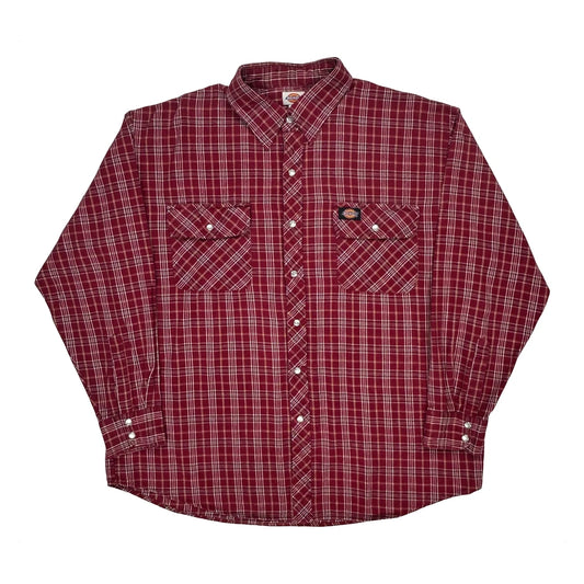 Vintage Dickies Checked Flannel Shirt - XL Red Cotton