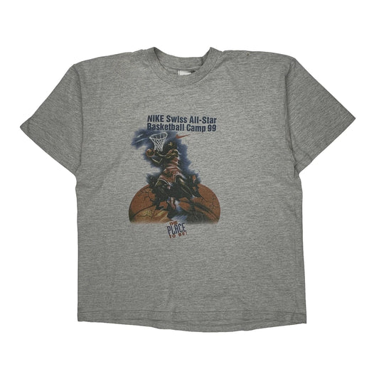 Vintage Swiss All Star 1999 Nike Graphic T-Shirt - XL Gray Cotton