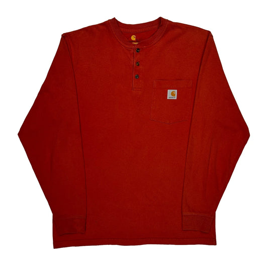 Carhartt Long Sleeve T-Shirt - Medium Red Cotton