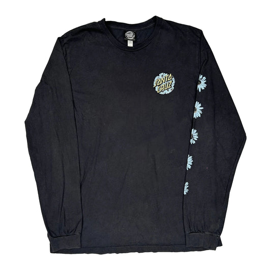 Vintage Santa Cruz Floral Long Sleeve T-Shirt - XL Black Cotton