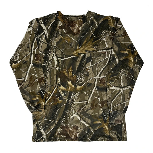 Wrangler Camo Long Sleeve T-Shirt - Medium Khaki Cotton Blend