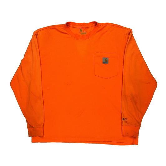 Carhartt Long Sleeve T-Shirt - Large Orange Cotton