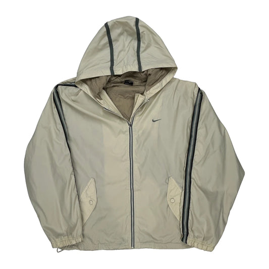 Nike Windbreaker - Large Beige Polyester