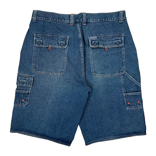 Machine Double Knee Denim Shorts - 38W 10L Blue Cotton