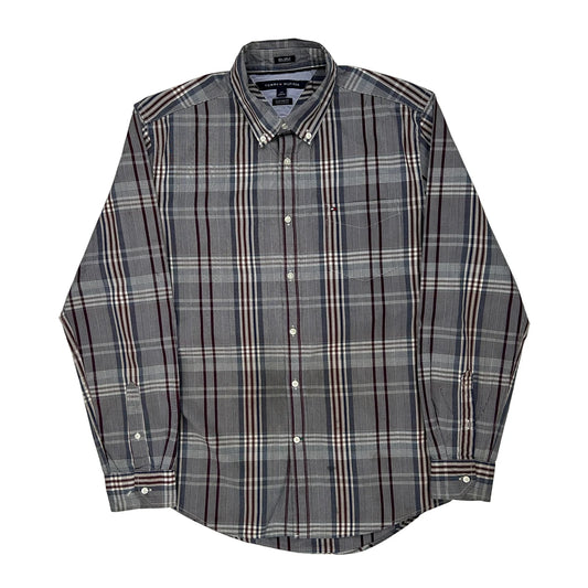 Tommy Hilfiger Checked Shirt - Large Grey Cotton