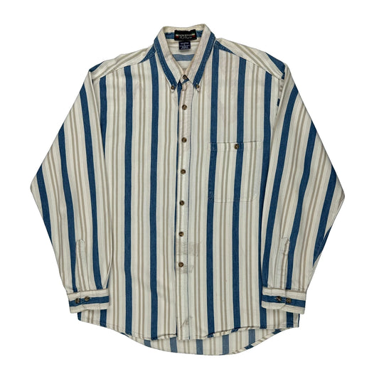 New River Striped Shirt - Large Beige Cotton