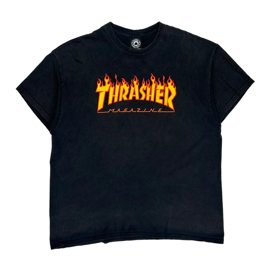Flame Logo Thrasher Graphic T-Shirt - XL Black Cotton