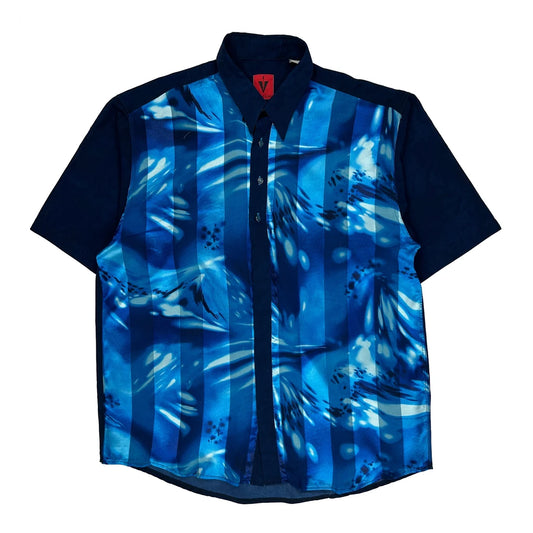 Leche Short Sleeve Shirt - Large Blue Cotton