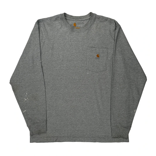 Original Fit Carhartt Long Sleeve T-Shirt - Large Grey Cotton