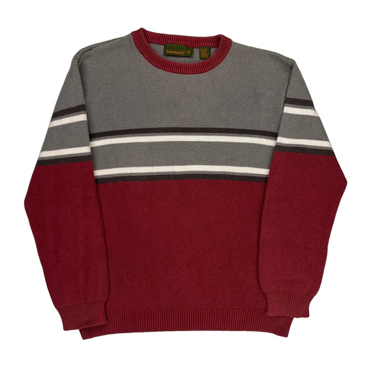 Timberland Striped Jumper - Small Grey Cotton