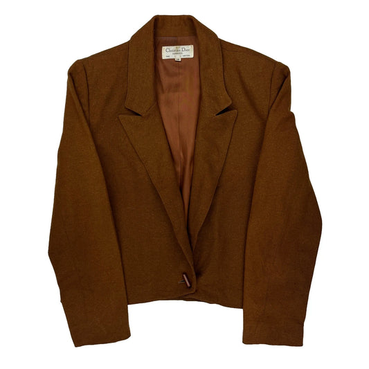 Christian Dior Cropped Blazer - Large Brown Wool
