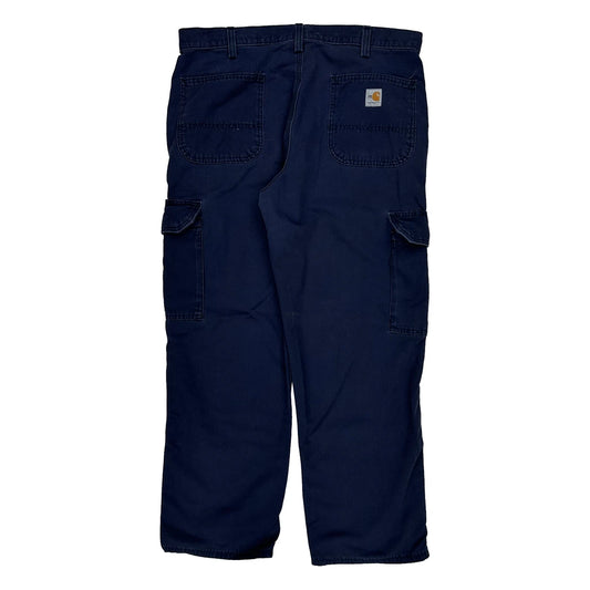 Original Fit Carhartt Cargo Trousers - 36W 29L Navy Cotton Blend
