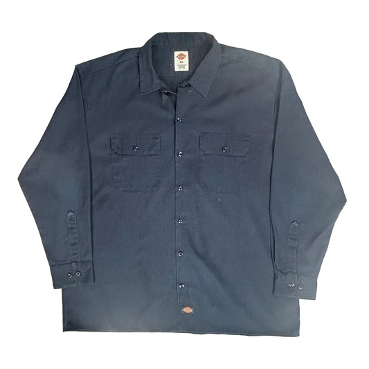 Vintage Dickies Shirt - XL Navy Polyester Blend