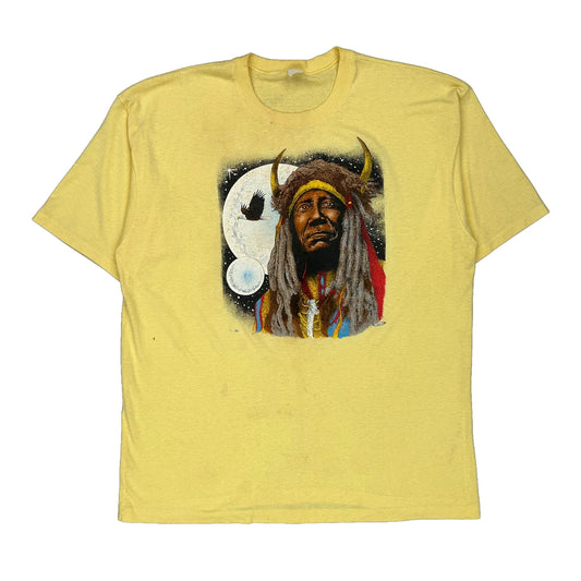 Made In USA Single Stitch Unbranded Graphic T-Shirt - Large Yellow Cotton