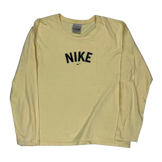 Nike Long Sleeve T-Shirt - XL Yellow Cotton