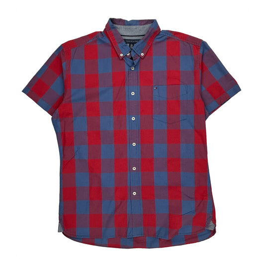 Tommy Hilfiger Checked Short Sleeve Shirt - XL Blue Cotton