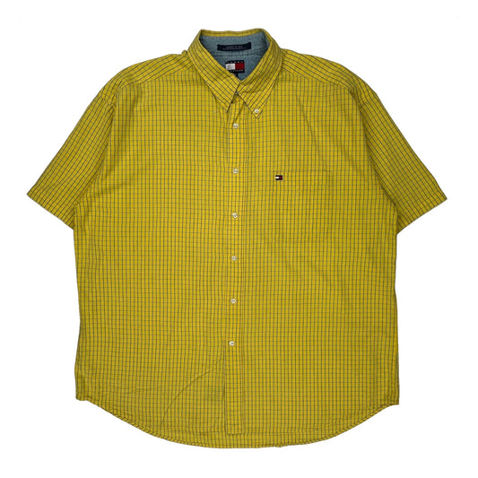 Tommy Hilfiger Checked Short Sleeve Shirt - 2XL Yellow Cotton