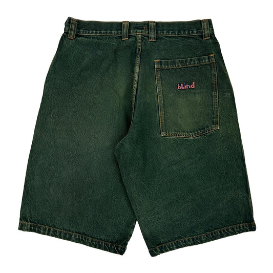 Blind Denim Shorts - 32W 11L Green Denim