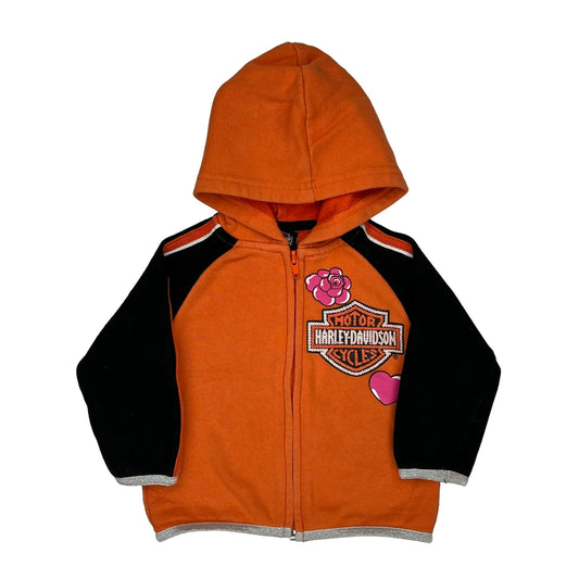 Age 18 Months Harley Davidson Graphic Hoodie - 3XS Orange Cotton Blend