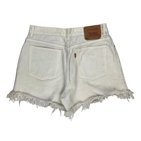 Levis Denim Shorts - 32W UK 12 White Cotton