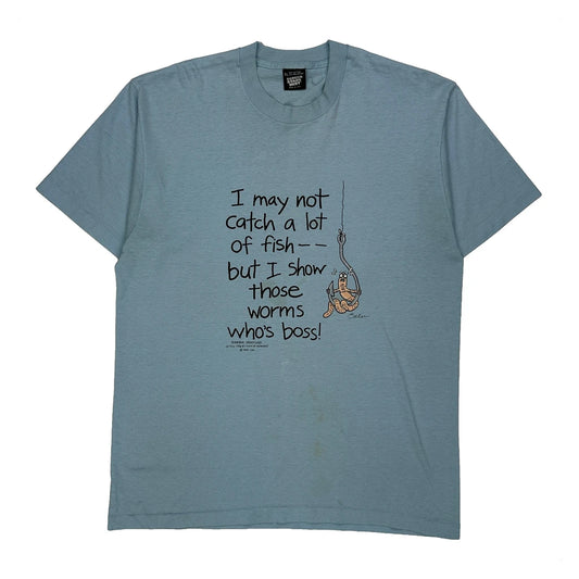 Fishing Humor Screen Stars T-Shirt - XL Blue Cotton Blend