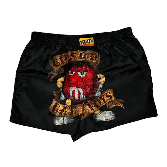 Red M&M Character M&M Graphic Shorts - Large Black Polyester