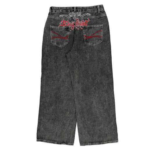 Romwe Wide Leg Jeans - 34W 29L Grey Lyocell