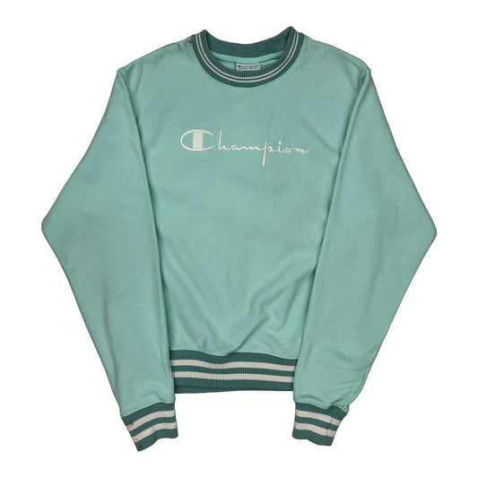 Reverse Weave Champion Spellout Sweatshirt - Small Green Cotton