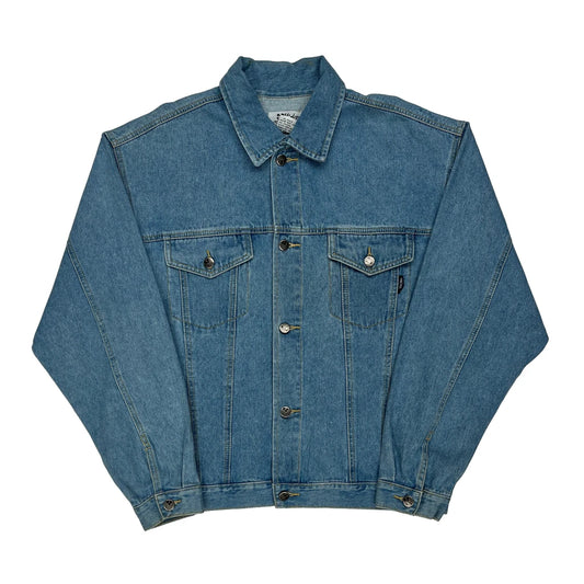 Disney Mickey Cartoon Denim Jacket - Large Blue Cotton