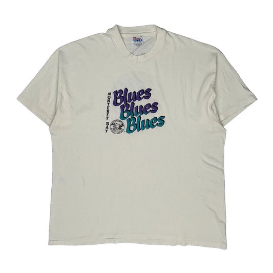 Monterey Bay Blues Festival Hanes Graphic T-Shirt - 2XL White Cotton