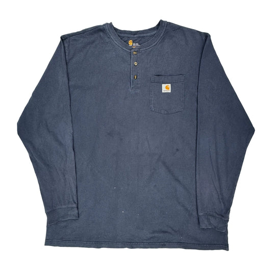 Carhartt Long Sleeve T-Shirt - 2XL Blue Cotton