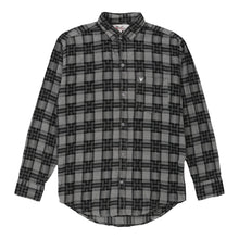  Guys Zone Checked Patterned Shirt - Medium Grey Cotton Blend - Thrifted.com