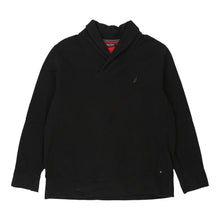  Nautica Collared Sweatshirt - XL Black Polyester - Thrifted.com