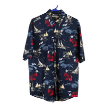  Vintage navy Crossings Patterned Shirt - mens medium