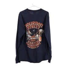  Vintage navy Bourbon Street Harley Davidson Long Sleeve T-Shirt - mens large