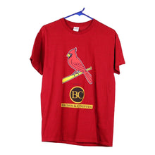  Pre-Loved red Brown & Crouppen Gildan T-Shirt - mens medium